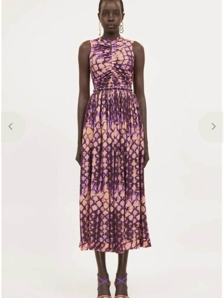 Ulla Johnson Purple And Peach Printed Sleeveless Midi Dress